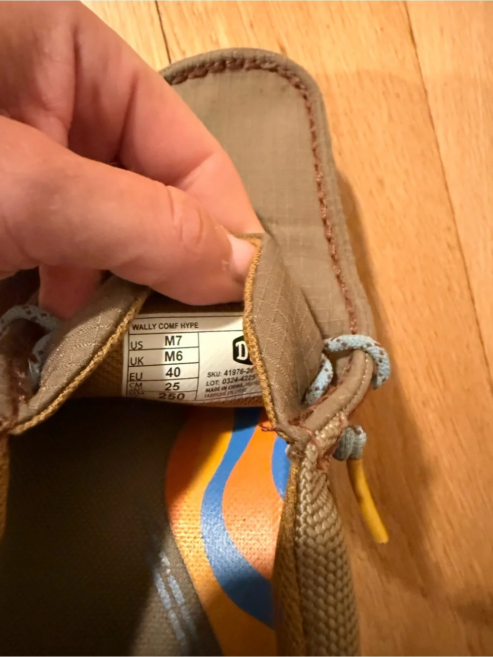 Hey Dude Men’s Tan Slip-On Loafers with Light Blue Laces